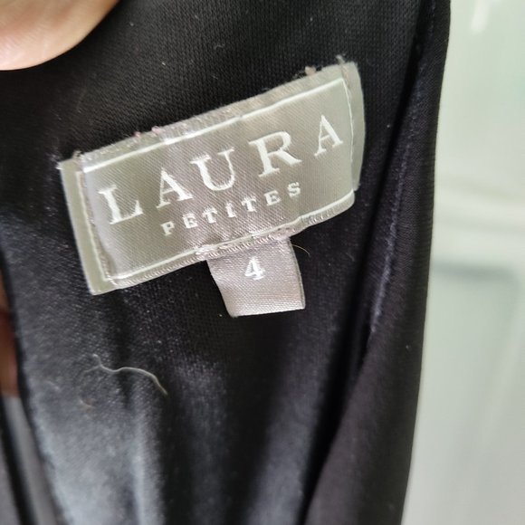 Laura Petites, size 4, black top with floral dress - Picture 3 of 6